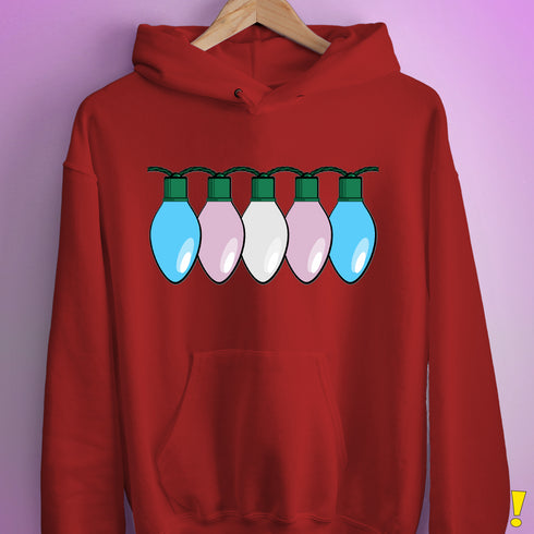 Transgender Pride Flag Christmas Lights Hoodie - Red